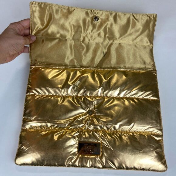 Carolina Herrera Gold Fantasy Puffer Clutch Handbag - Picture 3 of 8